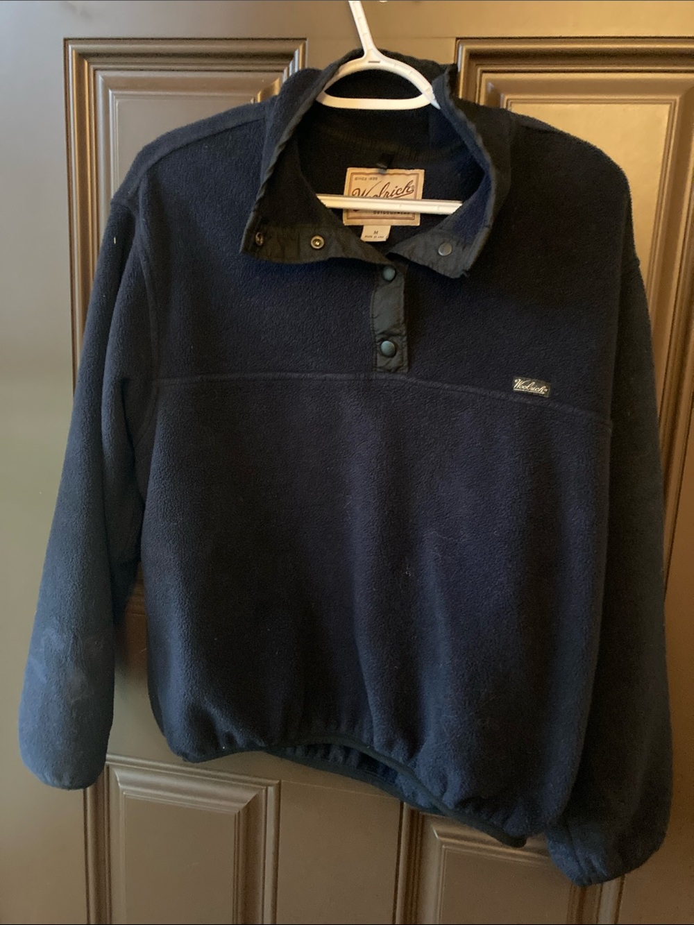 Vintage Woolrich Navy Fleece Zip-Up Pullover Jacket size medium unisex